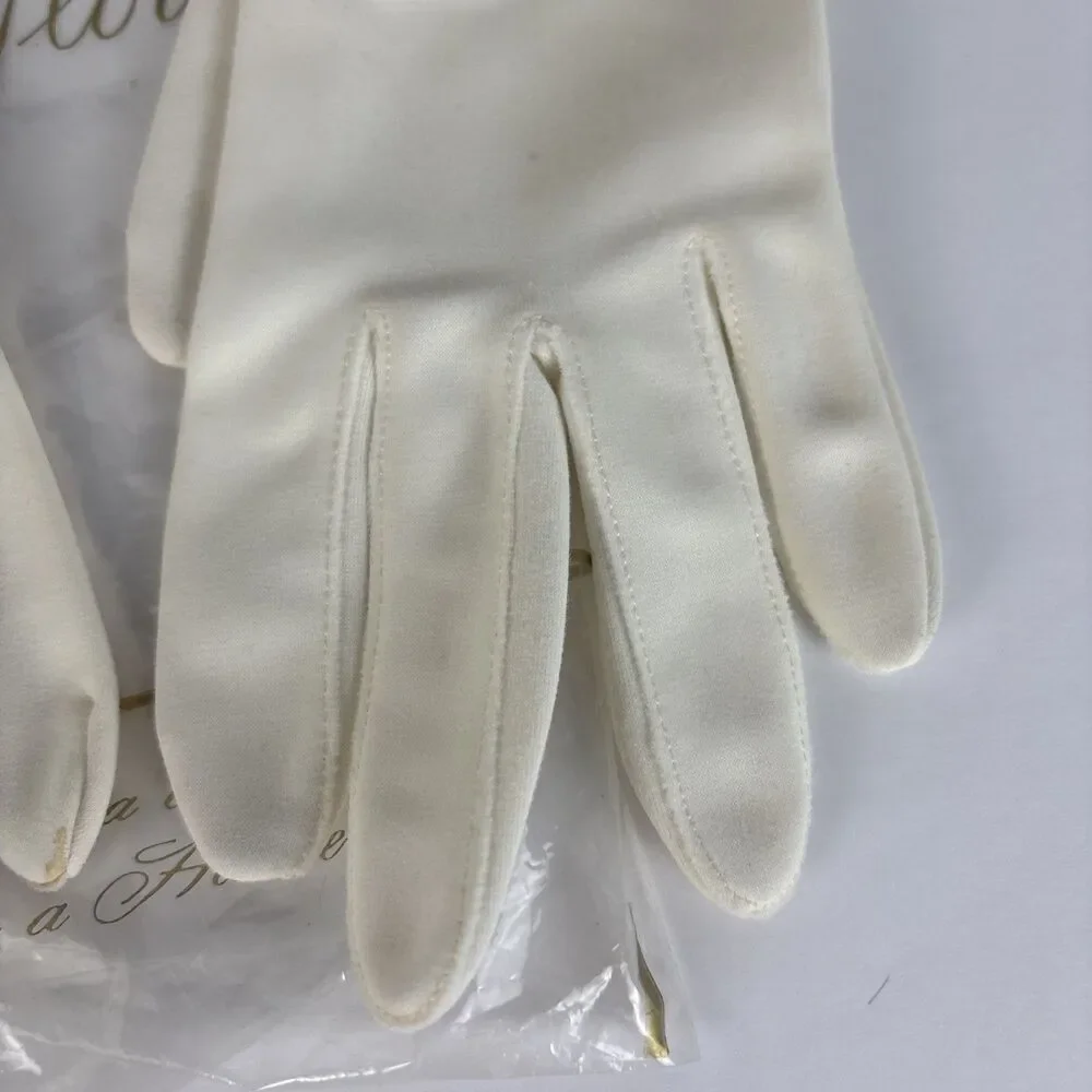 VTG Hansen Gloves White with Lace Size 7 Very Nice